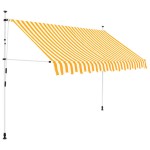 vidaXL Copertină retractabilă manual, portocaliu și alb, 300 cm, dungi vidaXL Copertină retractabilă manual, portocaliu și alb, 300 cm, dungi