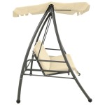 vidaXL Balansoar de exterior cu copertină, alb nisipiu vidaXL Balansoar de exterior cu copertină, alb nisipiu