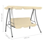 vidaXL Balansoar de exterior cu copertină, alb nisipiu vidaXL Balansoar de exterior cu copertină, alb nisipiu