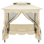 vidaXL Balansoar extensibil cu pavilion, alb crem vidaXL Balansoar extensibil cu pavilion, alb crem