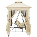 vidaXL Balansoar extensibil cu pavilion, alb crem vidaXL Balansoar extensibil cu pavilion, alb crem