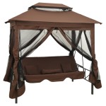 vidaXL Balansoar extensibil cu pavilion, cafeniu vidaXL Balansoar extensibil cu pavilion, cafeniu