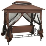 vidaXL Balansoar extensibil cu pavilion, cafeniu vidaXL Balansoar extensibil cu pavilion, cafeniu