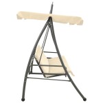 vidaXL Balansoar de exterior extensibil cu copertină, alb nisipiu vidaXL Balansoar de exterior extensibil cu copertină, alb nisipiu