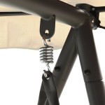 vidaXL Balansoar de exterior extensibil cu copertină, alb nisipiu vidaXL Balansoar de exterior extensibil cu copertină, alb nisipiu