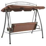 vidaXL Balansoar de exterior extensibil cu copertină, cafeniu vidaXL Balansoar de exterior extensibil cu copertină, cafeniu