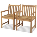 vidaXL Scaune de exterior, 2 buc., lemn masiv de tec vidaXL Scaune de exterior, 2 buc., lemn masiv de tec