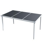 vidaXL Masă de grădină, negru, 150 x 90 x 74 cm, oțel vidaXL Masă de grădină, negru, 150 x 90 x 74 cm, oțel