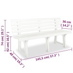 vidaXL Bancă de grădină, alb, 145,5 cm, plastic vidaXL Bancă de grădină, alb, 145,5 cm, plastic
