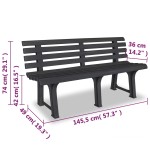 vidaXL Bancă de grădină, antracit, 145,5 cm, plastic