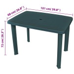 vidaXL Masă de grădină, verde, 101 x 68 x 72 cm, plastic