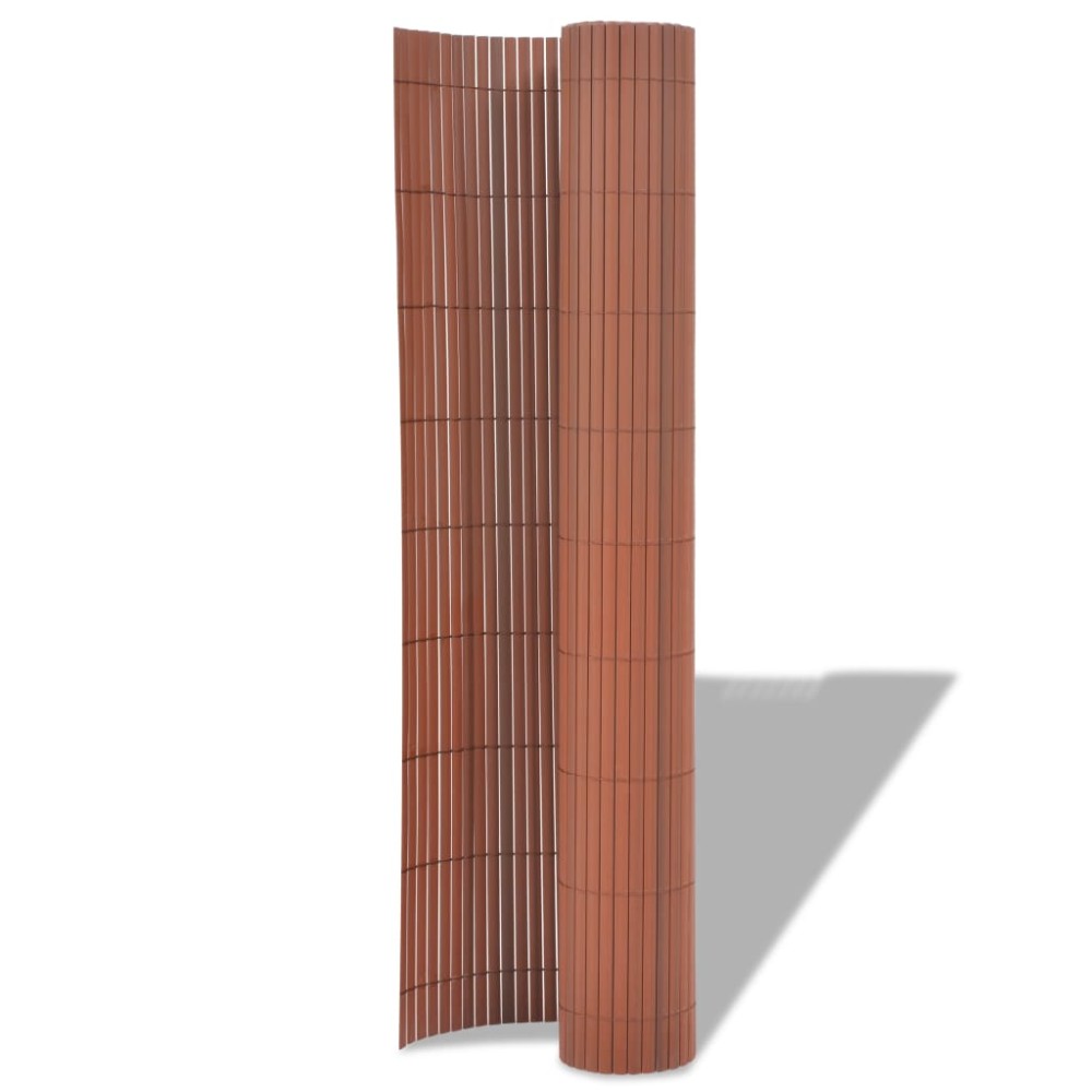 vidaXL Gard de grădină cu două fețe, maro, 90 x 300 cm, PVC