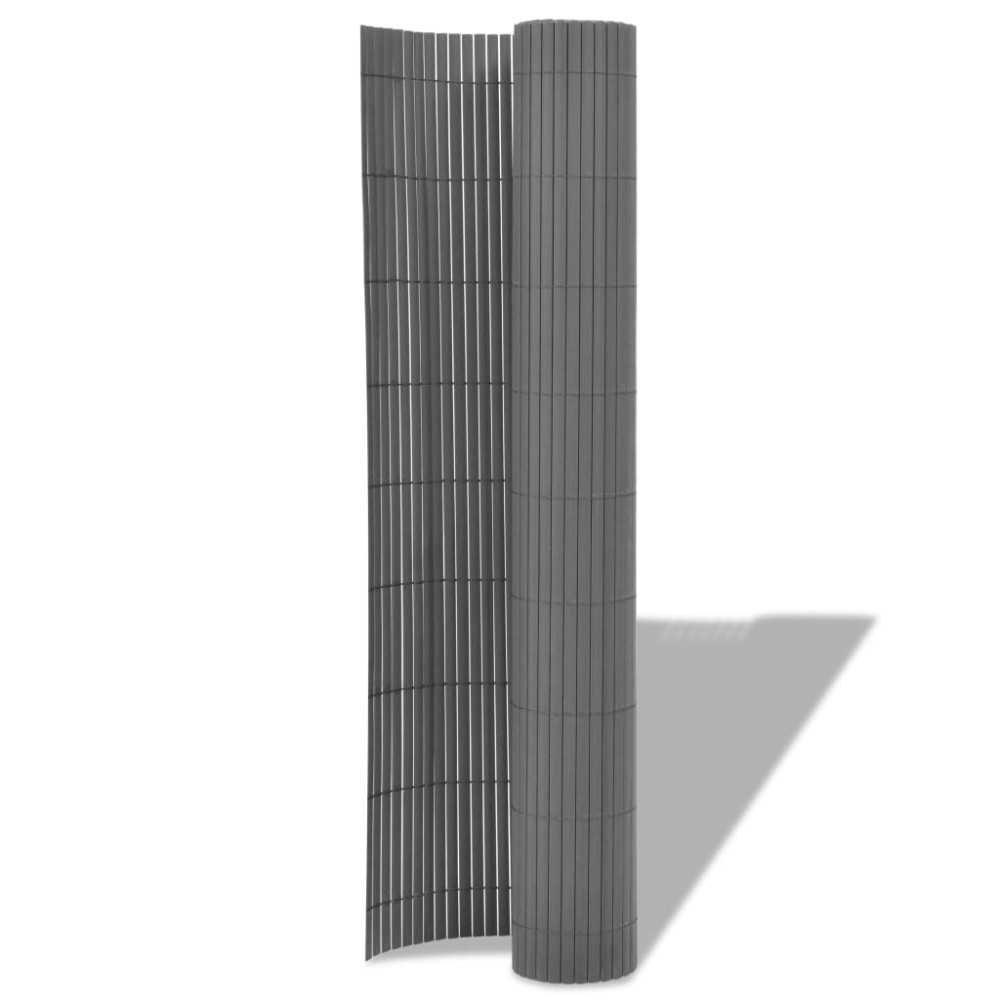 vidaXL Gard de grădină cu două fețe, gri, 90 x 300 cm, PVC