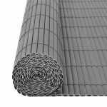 vidaXL Gard de grădină cu două fețe, gri, 90 x 300 cm, PVC