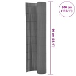 vidaXL Gard de grădină cu două fețe, gri, 90 x 300 cm, PVC