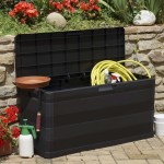 vidaXL Ladă de depozitare pentru grădină, negru, 117 x 45 x 56 cm vidaXL Ladă de depozitare pentru grădină, negru, 117 x 45 x 56 cm