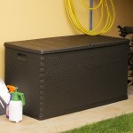 vidaXL Cutie de depozitare pentru grădină maro 120x56x63 cm PP ratan vidaXL Cutie de depozitare pentru grădină maro 120x56x63 cm PP ratan
