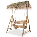 vidaXL Balansoar cu 2 locuri, cu frunze de palmier, 202 cm, bambus vidaXL Balansoar cu 2 locuri, cu frunze de palmier, 202 cm, bambus
