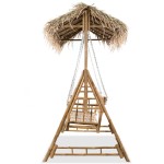 vidaXL Balansoar cu 2 locuri, cu frunze de palmier, 202 cm, bambus vidaXL Balansoar cu 2 locuri, cu frunze de palmier, 202 cm, bambus