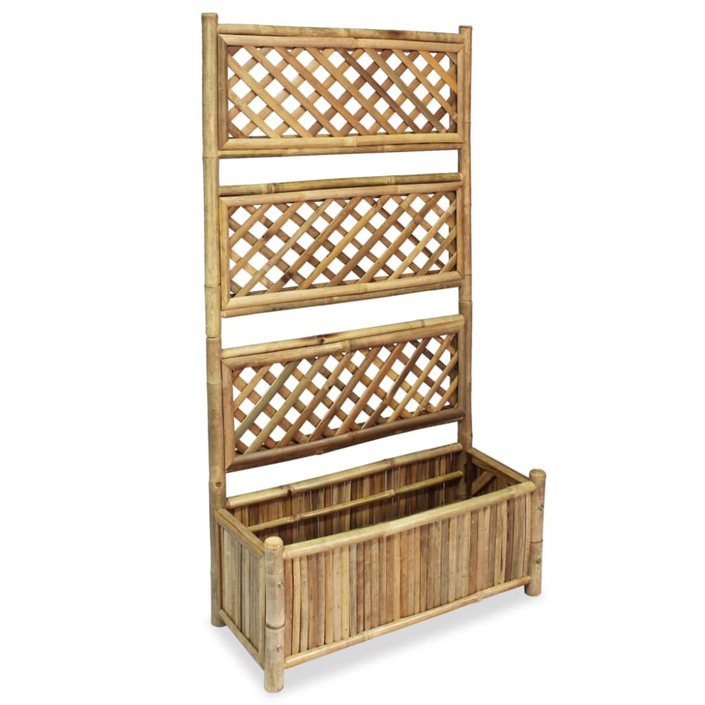 vidaXL Strat înălțat de grădină cu spalier din bambus, 70 cm