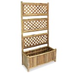 vidaXL Strat înălțat de grădină cu spalier din bambus, 70 cm