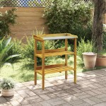 vidaXL Bancă plantare cu 2 rafturi, lemn masiv de acacia și zinc vidaXL Bancă plantare cu 2 rafturi, lemn masiv de acacia și zinc