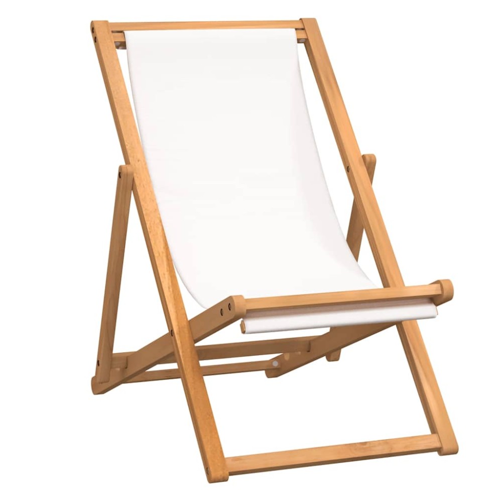 vidaXL Scaun de exterior, crem, 56 x 105 x 96 cm, lemn de tec