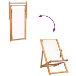 vidaXL Scaun de exterior, crem, 56 x 105 x 96 cm, lemn de tec
