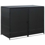 vidaXL Magazie dublă pentru pubele, poliratan, negru, 148x80x111 cm vidaXL Magazie dublă pentru pubele, poliratan, negru, 148x80x111 cm