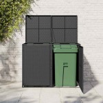 vidaXL Magazie dublă pentru pubele, poliratan, negru, 148x80x111 cm vidaXL Magazie dublă pentru pubele, poliratan, negru, 148x80x111 cm