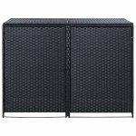 vidaXL Magazie dublă pentru pubele, poliratan, negru, 148x80x111 cm vidaXL Magazie dublă pentru pubele, poliratan, negru, 148x80x111 cm
