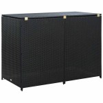 vidaXL Magazie dublă pentru pubele, poliratan, negru, 148x80x111 cm vidaXL Magazie dublă pentru pubele, poliratan, negru, 148x80x111 cm