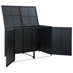vidaXL Magazie dublă pentru pubele, poliratan, negru, 148x80x111 cm vidaXL Magazie dublă pentru pubele, poliratan, negru, 148x80x111 cm