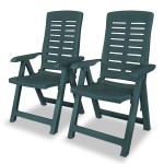 vidaXL Scaune de grădină rabatabile, 2 buc., verde, plastic vidaXL Scaune de grădină rabatabile, 2 buc., verde, plastic