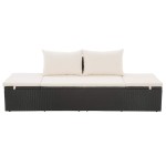 vidaXL Pat de grădină, negru, 195 x 60 cm, poliratan vidaXL Pat de grădină, negru, 195 x 60 cm, poliratan