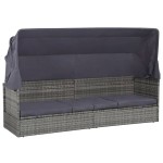 vidaXL Pat de grădină cu baldachin, gri, 205 x 62 cm, poliratan vidaXL Pat de grădină cu baldachin, gri, 205 x 62 cm, poliratan