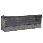 vidaXL Pat de grădină cu baldachin, gri, 205 x 62 cm, poliratan vidaXL Pat de grădină cu baldachin, gri, 205 x 62 cm, poliratan
