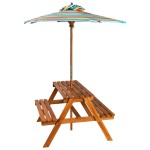 vidaXL Masă picnic pentru copii cu umbrelă, 79x90x60 cm, lemn acacia vidaXL Masă picnic pentru copii cu umbrelă, 79x90x60 cm, lemn acacia