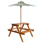 vidaXL Masă picnic pentru copii cu umbrelă, 79x90x60 cm, lemn acacia vidaXL Masă picnic pentru copii cu umbrelă, 79x90x60 cm, lemn acacia