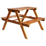 vidaXL Masă picnic pentru copii cu umbrelă, 79x90x60 cm, lemn acacia vidaXL Masă picnic pentru copii cu umbrelă, 79x90x60 cm, lemn acacia