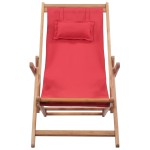 vidaXL Scaun de plajă pliabil, roșu, textil și cadru din lemn vidaXL Scaun de plajă pliabil, roșu, textil și cadru din lemn