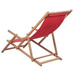 vidaXL Scaun de plajă pliabil, roșu, textil și cadru din lemn vidaXL Scaun de plajă pliabil, roșu, textil și cadru din lemn