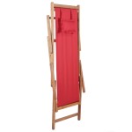 vidaXL Scaun de plajă pliabil, roșu, textil și cadru din lemn vidaXL Scaun de plajă pliabil, roșu, textil și cadru din lemn