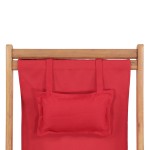 vidaXL Scaun de plajă pliabil, roșu, textil și cadru din lemn vidaXL Scaun de plajă pliabil, roșu, textil și cadru din lemn