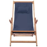 vidaXL Scaun de plajă pliabil, albastru, textil și cadru din lemn vidaXL Scaun de plajă pliabil, albastru, textil și cadru din lemn