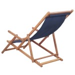 vidaXL Scaun de plajă pliabil, albastru, textil și cadru din lemn vidaXL Scaun de plajă pliabil, albastru, textil și cadru din lemn