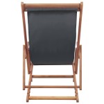 vidaXL Scaun de plajă pliabil, gri, textil și cadru din lemn