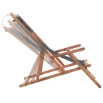 vidaXL Scaun de plajă pliabil, gri, textil și cadru din lemn
