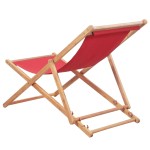 vidaXL Scaun de plajă pliabil, roșu, textil și cadru din lemn vidaXL Scaun de plajă pliabil, roșu, textil și cadru din lemn