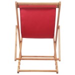 vidaXL Scaun de plajă pliabil, roșu, textil și cadru din lemn vidaXL Scaun de plajă pliabil, roșu, textil și cadru din lemn